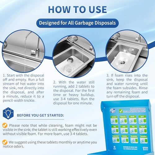 Lemon scent garbage disposal cleaning tablets for kitchen sink