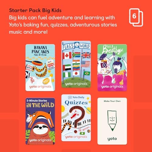 Yoto smart audio cards from the Starter Pack for Big Kids bundle being inserted into the player slot