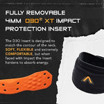 Aegis protective hockey gear showing the removable orange D3O impact insert piece