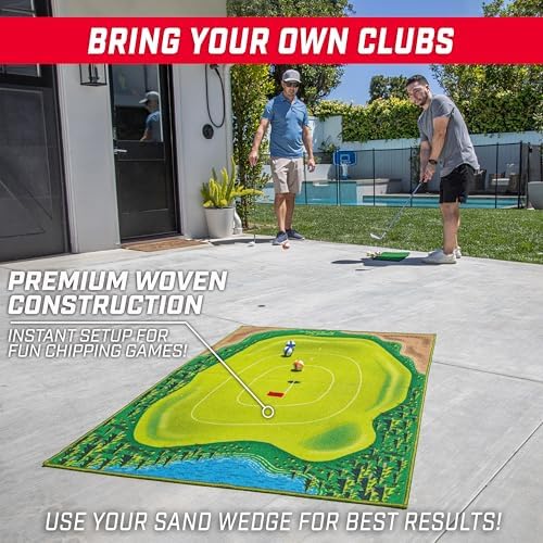 Person using chipping mat for golf practice