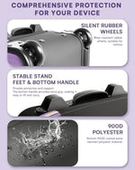 Arcoyard lightweight overnight suitcase purple showing the waterproof wet dry pocket section