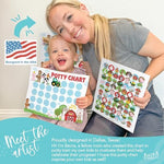 Close up of the four by five grid on the toddler toilet success tracking sheet.
