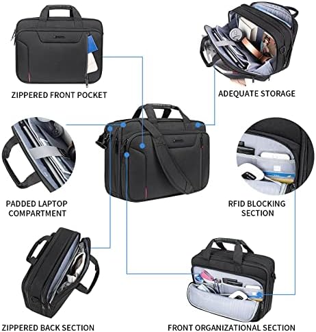EMPSIGN professional briefcase showing the expanded zipper depth adjustment