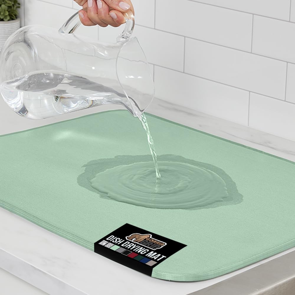 GORILLA GRIP 100% BPA-Free Patented Silicone Dish Drying Mat for Kitchen Counter, Water Catching Ribbed Design, Easy Clean Waterproof Sink Liner, Heat Resistant, Fits Under Rack, 12x16 Inch, Black - Image 14