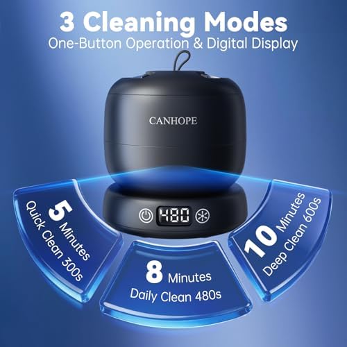 CANHOPE dental appliance cleaner highlighting the blue UV light sanitization feature