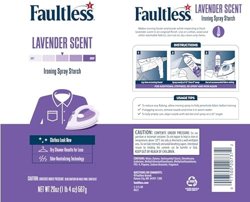 Faultless professional finish aerosol starch for smooth iron glide.