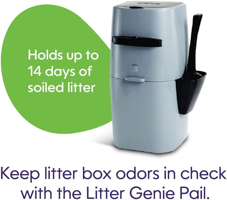 Silver Litter Genie waste disposal unit with scoop