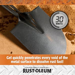 Heavy duty rust remover gel dissolving medium corrosion on a metal wrench tool within thirty minutes