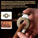 Scotte Cigar Cutter Guillotine Bronze Engraved Cigar Straight Cutter Round Shape Double Stainless Steel Blade Cigar Clipper Portable Cigar Accessories in Gift Box - Image 5