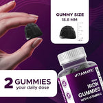Vitamatic vegan iron gummies natural grape flavor nutritional supplement info