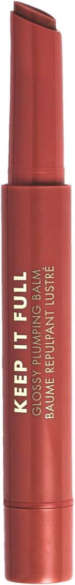 Milani lip plumper Spice shade swatch on lips for volumizing effect