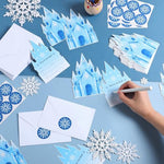 Close up of the pre printed fill in lines on the winter castle invitation card.