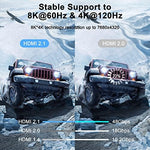 Thsucords ultra high speed left angle cable displaying 4K 120Hz capability on a gaming setup