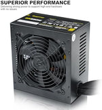Segotep 80 Plus Gold certified power supply unit showcasing side specifications sticker and technical ratings