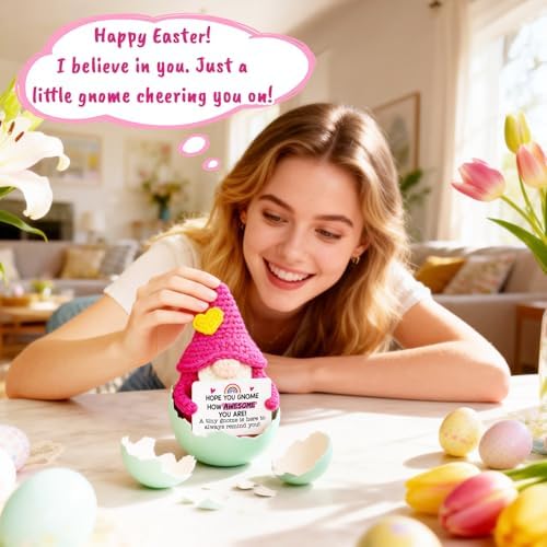 Easter Basket Stuffers for Teens - Funny Easter Basket Essentials Crochet Gnome Gifts Birthday Graduation Inspirational Emotional for Women Kids Girls Employee Coworker Friend Her College - Image 4