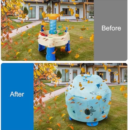 The lightweight blue ocean pattern toy cover folded tightly into a compact shape for easy home storage.