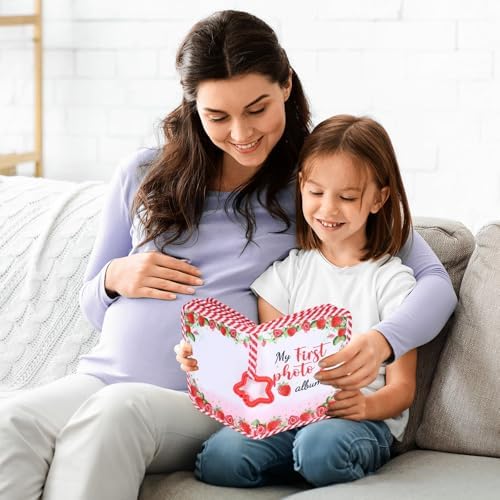 Back view of the premium fabric baby memory book with gingham details