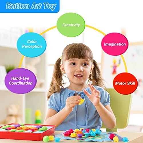 Geekper 68 pieces button art packaging with colorful developmental learning templates.