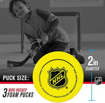 Two inch soft foam hockey pucks by Franklin Sports for damage free indoor games