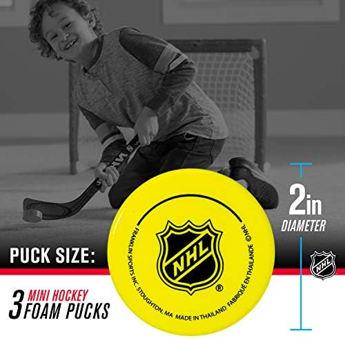 Two inch soft foam hockey pucks by Franklin Sports for damage free indoor games