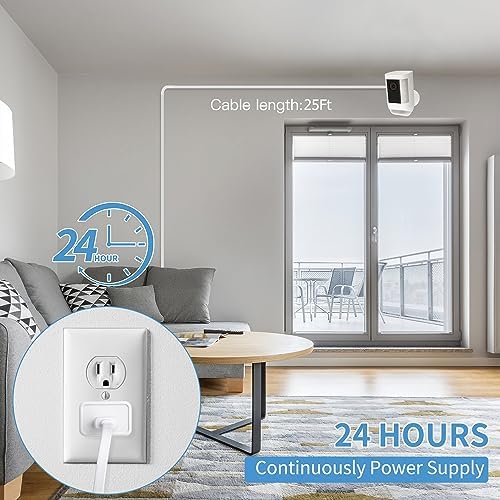 ALERTCAM flat weatherproof charging cable passing through a window frame
