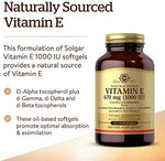 Naturally sourced Vitamin E 670 mg supplement facts label showing mixed tocopherols