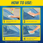Rain-X original water repellent solution close up detailing usage instructions and warning labels