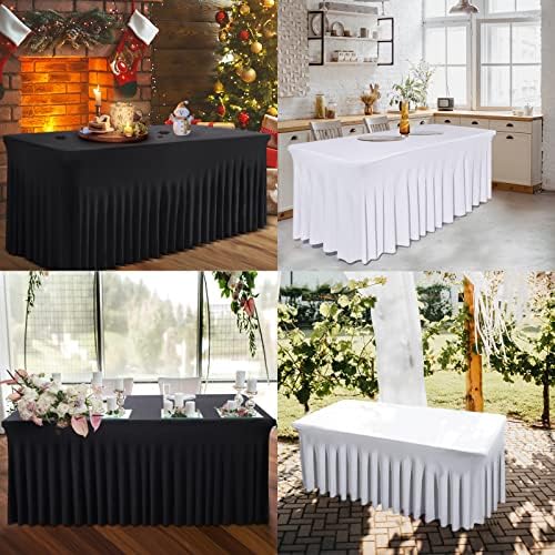 Event setup showing black table skirt in a wedding reception setting