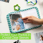 GPIRAL newborn keepsake photo book placed inside a baby stroller for travel utility.
