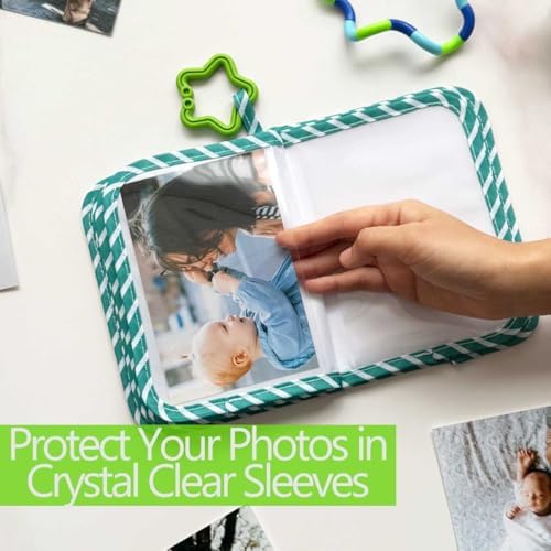 GPIRAL newborn keepsake photo book placed inside a baby stroller for travel utility.