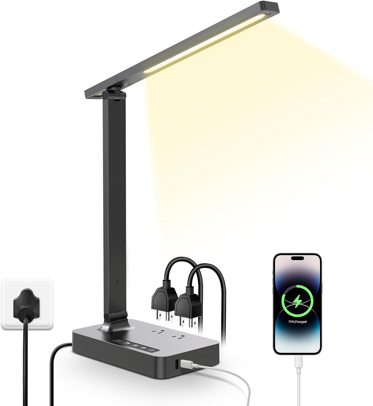LAOPAO Desk Lamp with Wireless Charger: USB Charging Port, Table Lamp with Clock, Desk Lamps for Home Office College Dorm Room Essentials - Image 15