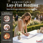 Top view of Promot wedding guest book on a table
