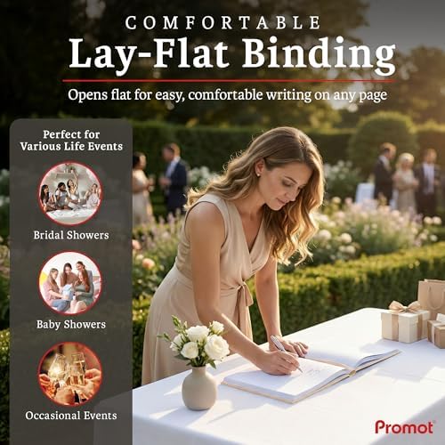 Top view of Promot wedding guest book on a table