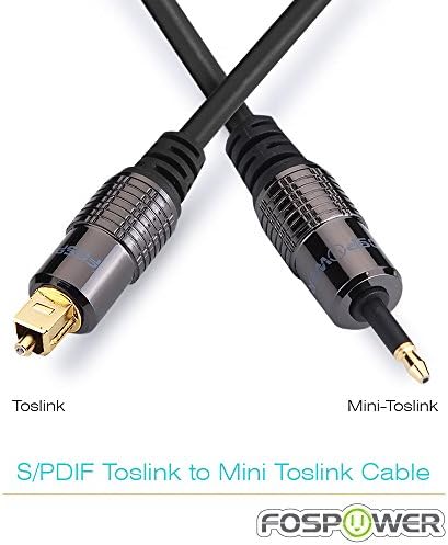 Close up of FosPower 3.5mm Mini Toslink gold plated connector