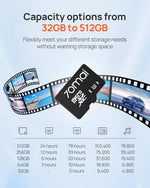 70mai dashcam compatible micro sd card showing high speed certification markings