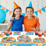 Vibrant Number Blocks themed tablecloth for birthday party decoration