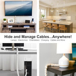 Chandelier cord sleeve home decor application showing organized ceiling cable management in a dining room.