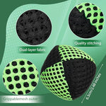 Top view of six Soulchen juggling balls arranged for practice