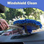 Anngrowy long handle vehicle duster being used dry to clean dust from windshields and glass windows.