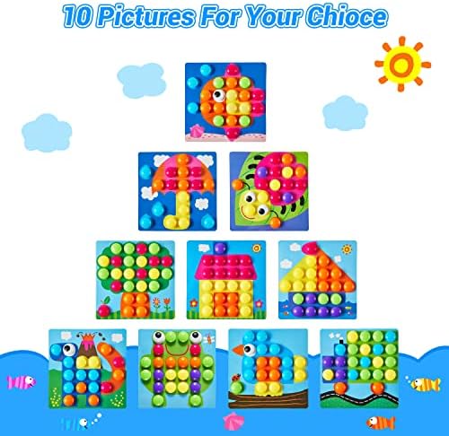 Toddler educational pegboard set with chunky plastic buttons and animal template cards.