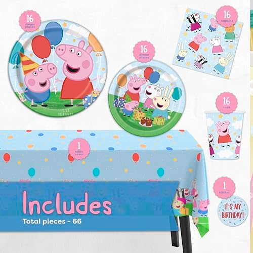 Peppa Pig themed paper plates and cups set
