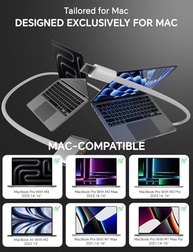 The complete MacBook fast charging kit including the adapter block and the white braided nylon power cord.