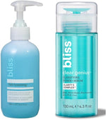Bliss Fab Foaming Cleanser and Clear Genius Toner Plus Serum pore purifying duo front view pack