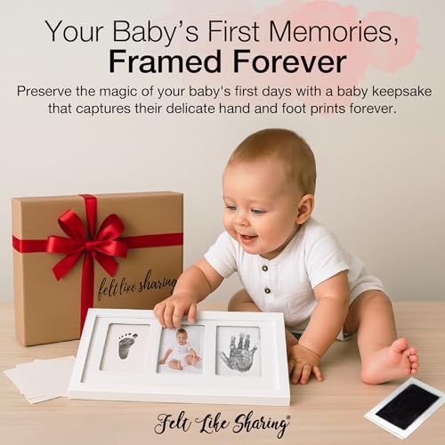 Felt Like Sharing My Tiny Prints memory frame with ink pad kit for baby shower gift