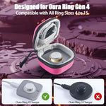 Babeezy smart ring travel pouch opened displaying custom interior compartments for dock and cable.