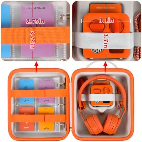 Casmilee portable speaker case back view highlighting the durable shockproof EVA material structure.
