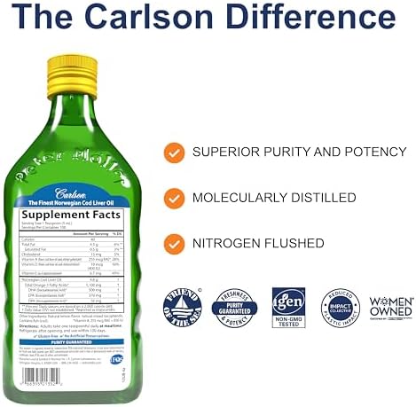 Carlson wild caught Norwegian cod liver oil supplement facts label details