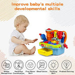 Toddler educational workbench toy with shape sorter blocks and matching slots
