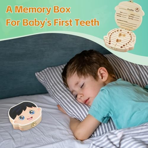 Esmorah wooden tooth box gift set for baby nursery