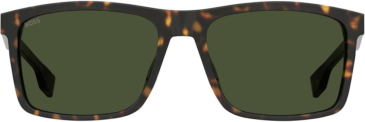 Hugo Boss dark havana acetate frame side profile and temples